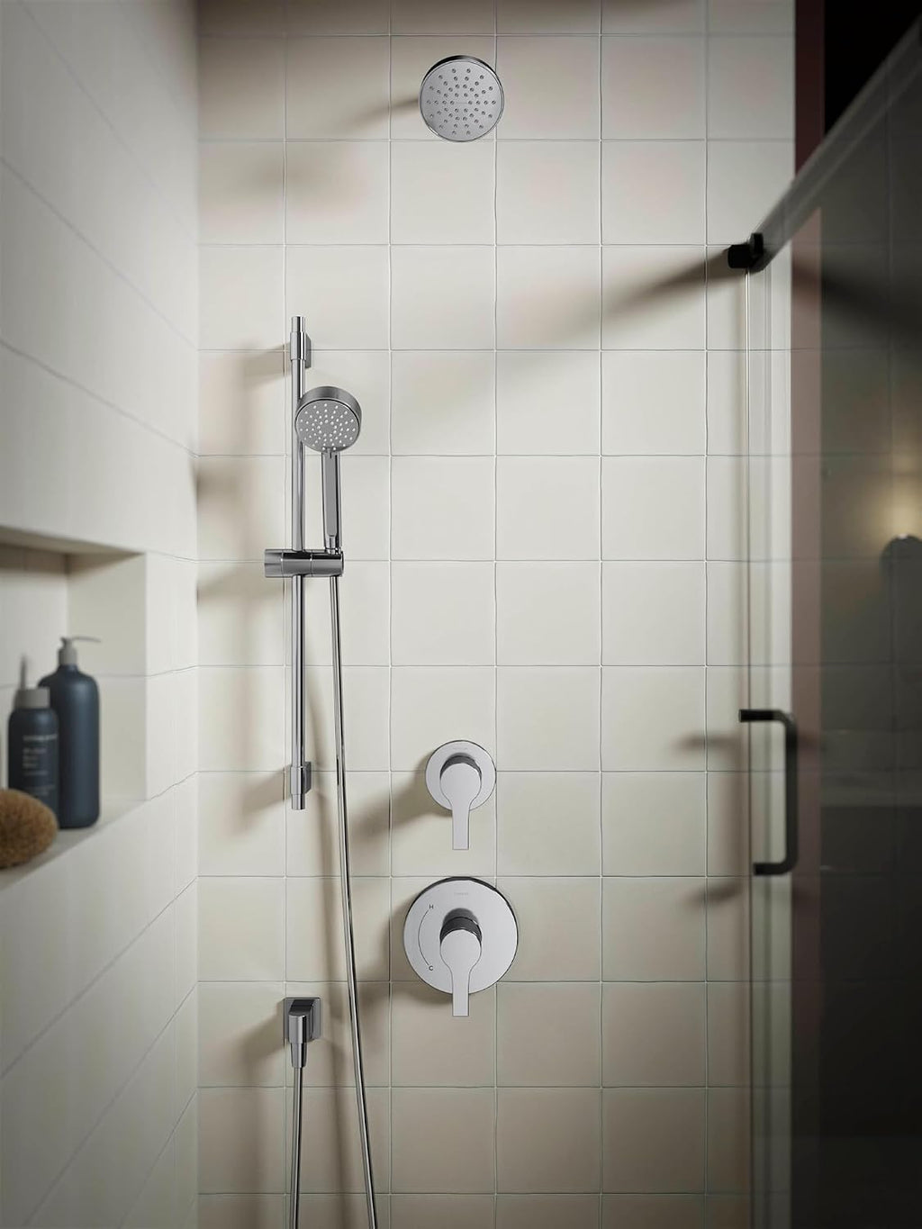 KOHLER K-35331-Y-CP Elate® 28' Three-Function Handshower Kit, 2.5 GPM, Ergonomic Grip, Shower Head with Handheld, Durable Construction, Polished Chrome