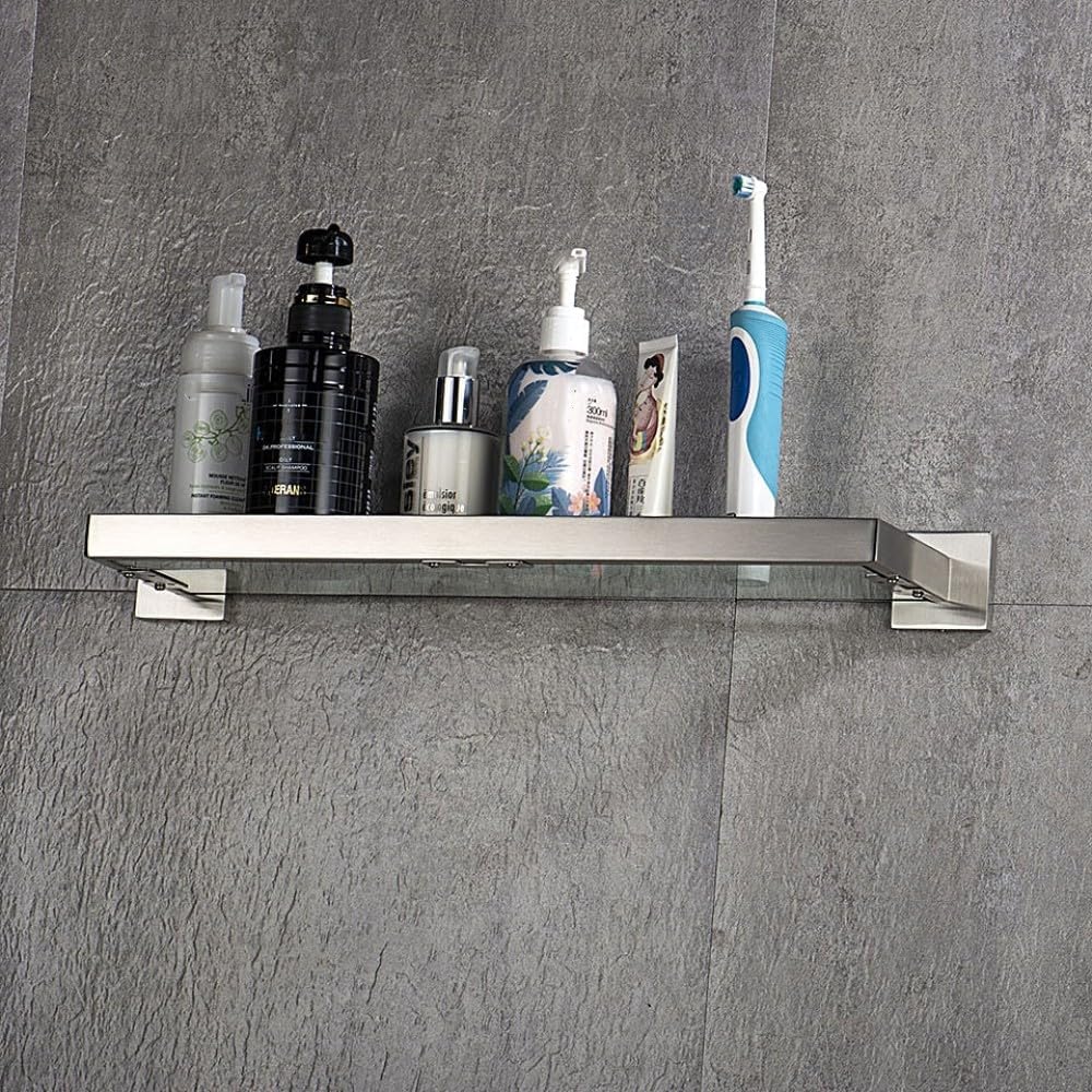 Stainless Steel Bathroom Accessories Brushed Nickel Towel Rack Toilet Paper Holder Towel Bar Hook Toilet Hardware,Glass Shelf 50cm,