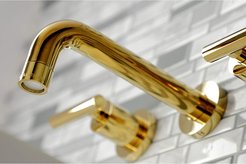 Kingston Brass KS8122CML Manhattan 2-Handle 8 in. Wall Mount Bathroom Faucet, Polished Brass