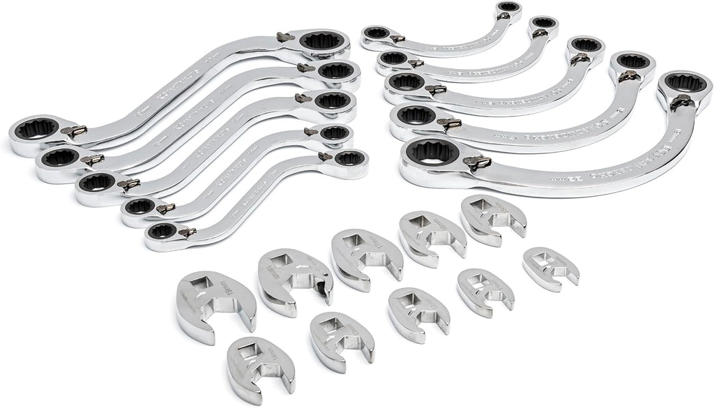 GEARWRENCH 20 Piece Specialty Ratcheting Metric Wrench Set in Foam Storage Tray - GWMSSRWMM