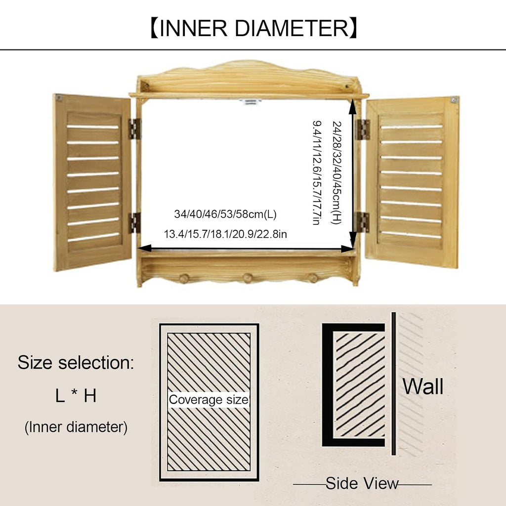 Decorative Electrical Panel Cover, Retro Meter Switch Box, Wooden Hide Breaker Box Cover, with Hooks and Handles, Flip-top Cabinet Doors Design(Beige,58 * 45cm/22.8 * 17.7in)