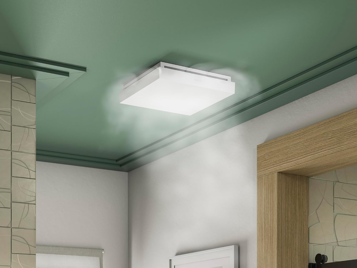 KOHLER Atmo Bathroom Exhaust Fan, Ceiling Vent for Bathroom, 13-7/8' X 13-7/8'