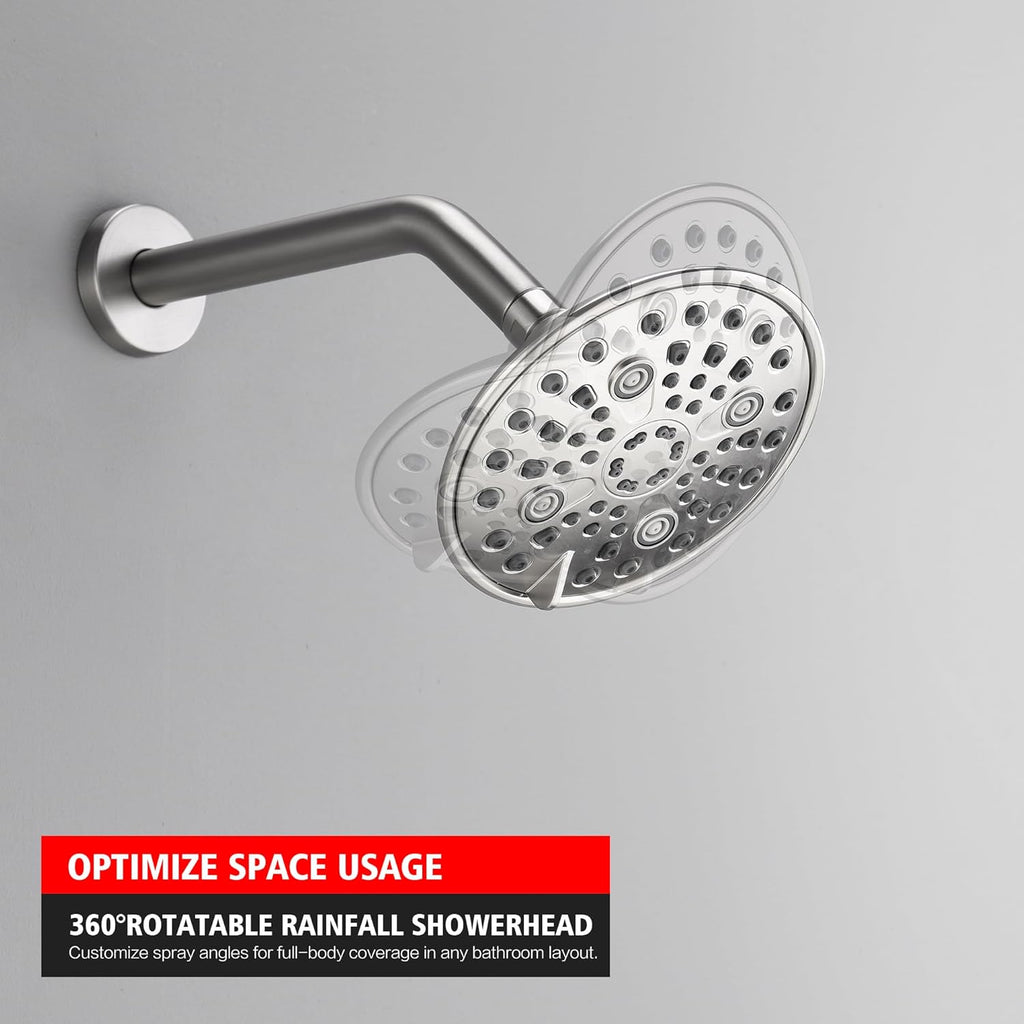 sumerain Brushed Nickel Tub and Shower Faucet Set with Tub Spout, 6-Spray Shower Head, Shower Valve Included