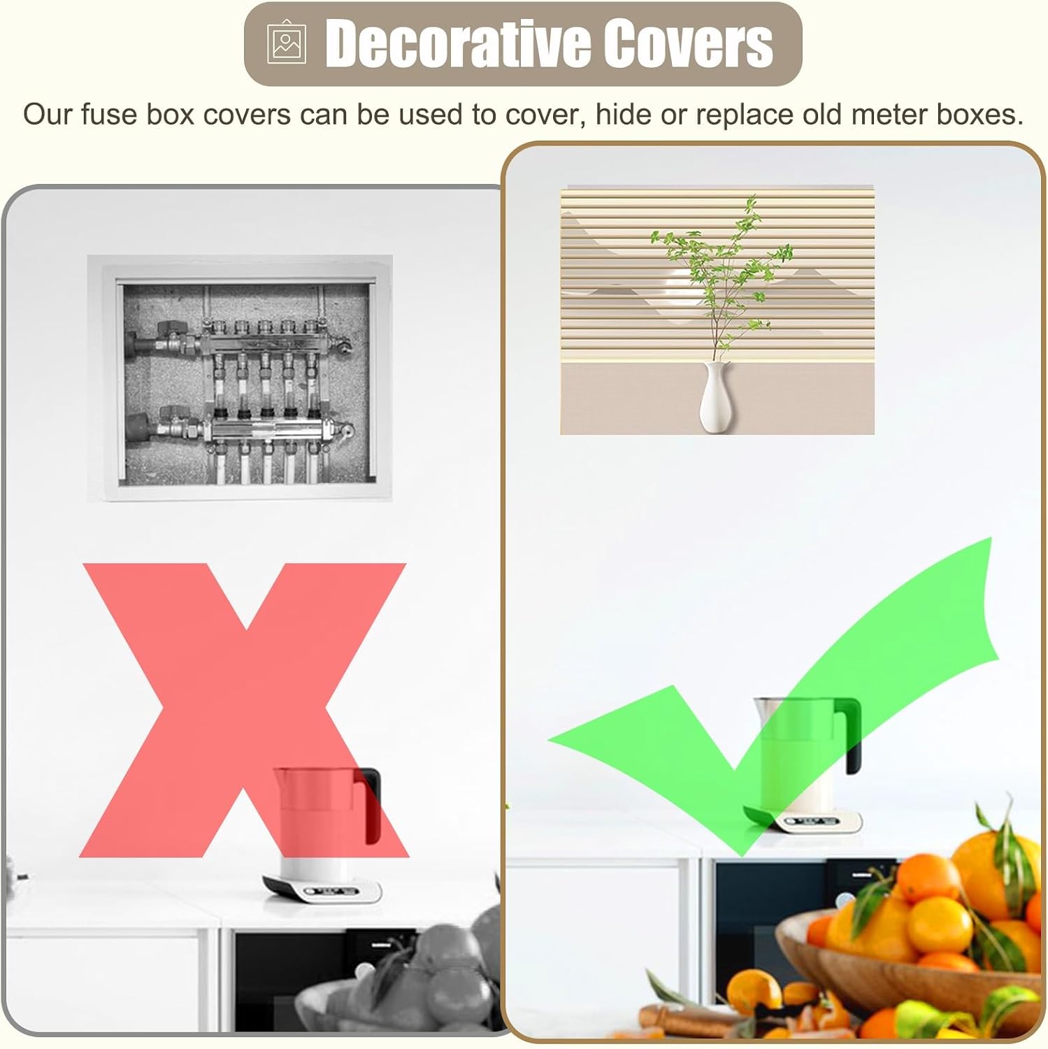 Sliding Electrical Panel Cover Plate for Home Decor, Replacement Fuse Box Cover for Hide Consumer Unit Box, Outdoor Distribution Boxs Decoration(Style/C,45x35cm(17 3/4x13 3/4'))