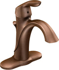 Moen Oil-Rubbed Bronze Single Hole Bathroom Sink Faucet Trim Kit with Deck Plate and Water Drain, Ideal for Bath Vanity Sinks, 6400ORB