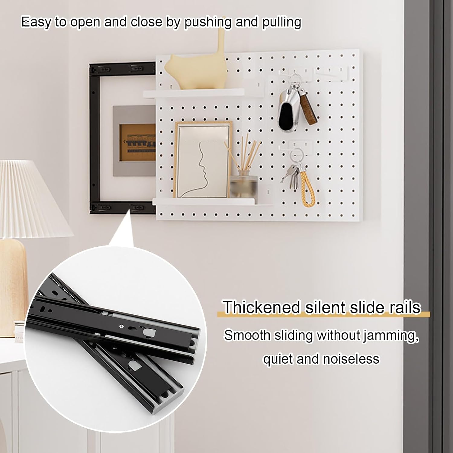 Electrical Panel Cover, Distribution Box Decorative, Metal Electric Meter Box Lid, with Shelf & Hooks, for Home, Office, Study Room, Kitchen(White 1,50 * 40cm/19.7 * 15.7in)