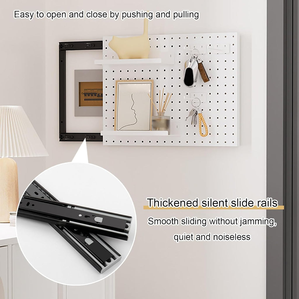 Electrical Panel Cover, Distribution Box Decorative, Metal Electric Meter Box Lid, with Shelf & Hooks, for Home, Office, Study Room, Kitchen(White 1,55 * 45cm/21.6 * 17.7in)