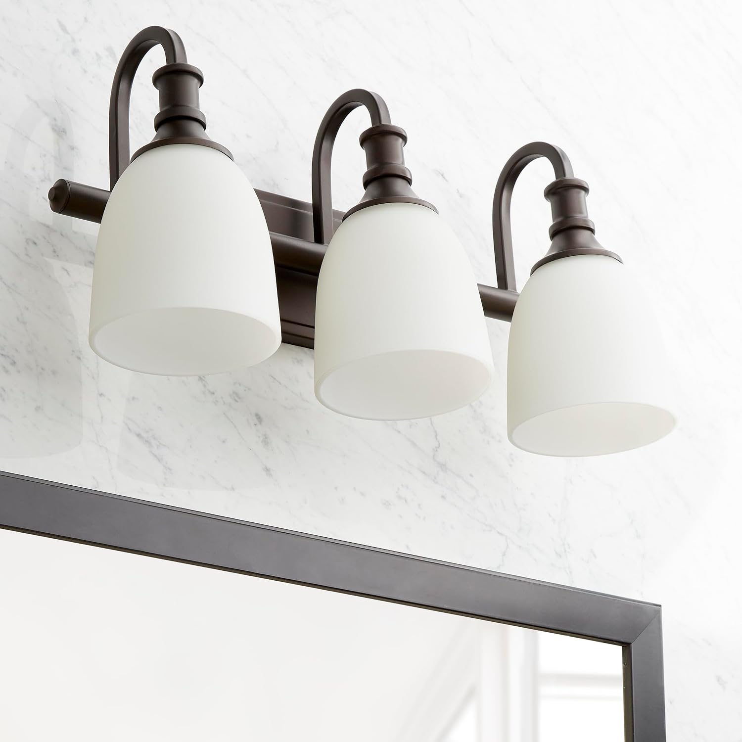 Quorum 5011-3-86 Transitional Three Light Vanity from Richmond Collection in Bronze/Dark Finish,
