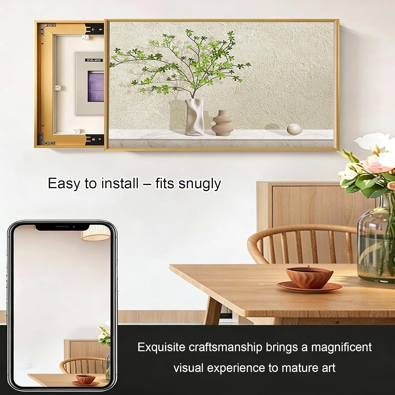 Hidden Electricity Meter Box Decorative Painting, Electrical Panel Cover for Home Decor, Breaker Box Pegboard Protection Cover, Crystal Film Surface(Black 4,70 * 50cm/27.5 * 19.7in)