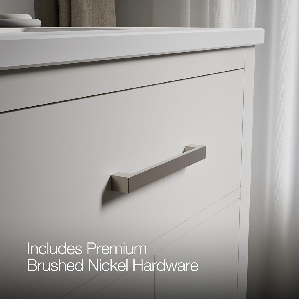 Kohler Kresla 30 Inch Bathroom Vanity Cabinet with White Single Sink and Quartz Top, Modern Bathroom Storage, White