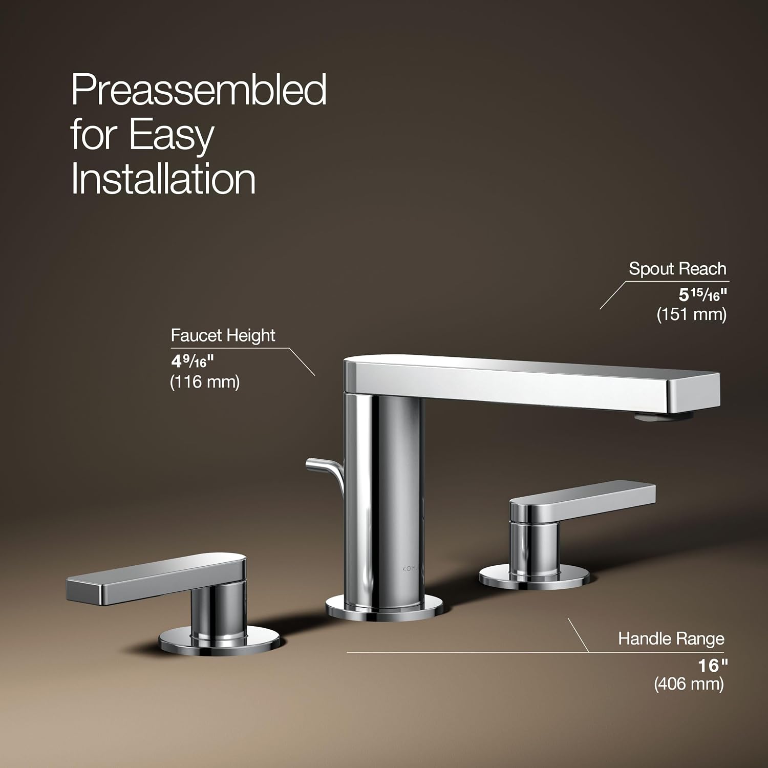 Kohler 73060-4-CP Composed® Widespread Bathroom Sink Faucet with Lever Handles, 1.2 gpm, Polished Chrome