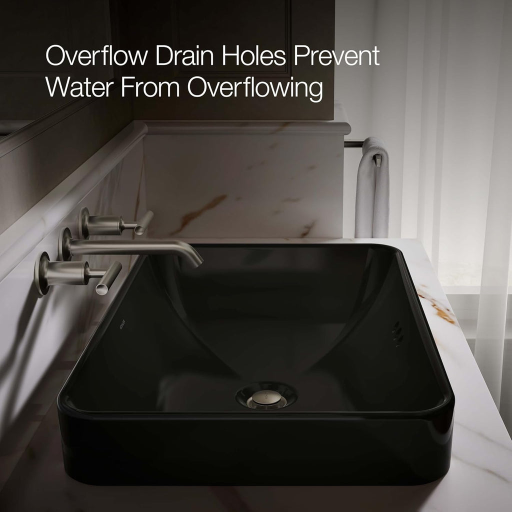 Kohler 5373-7 Bathroom Sink Vox Rectangle Vessel, Black