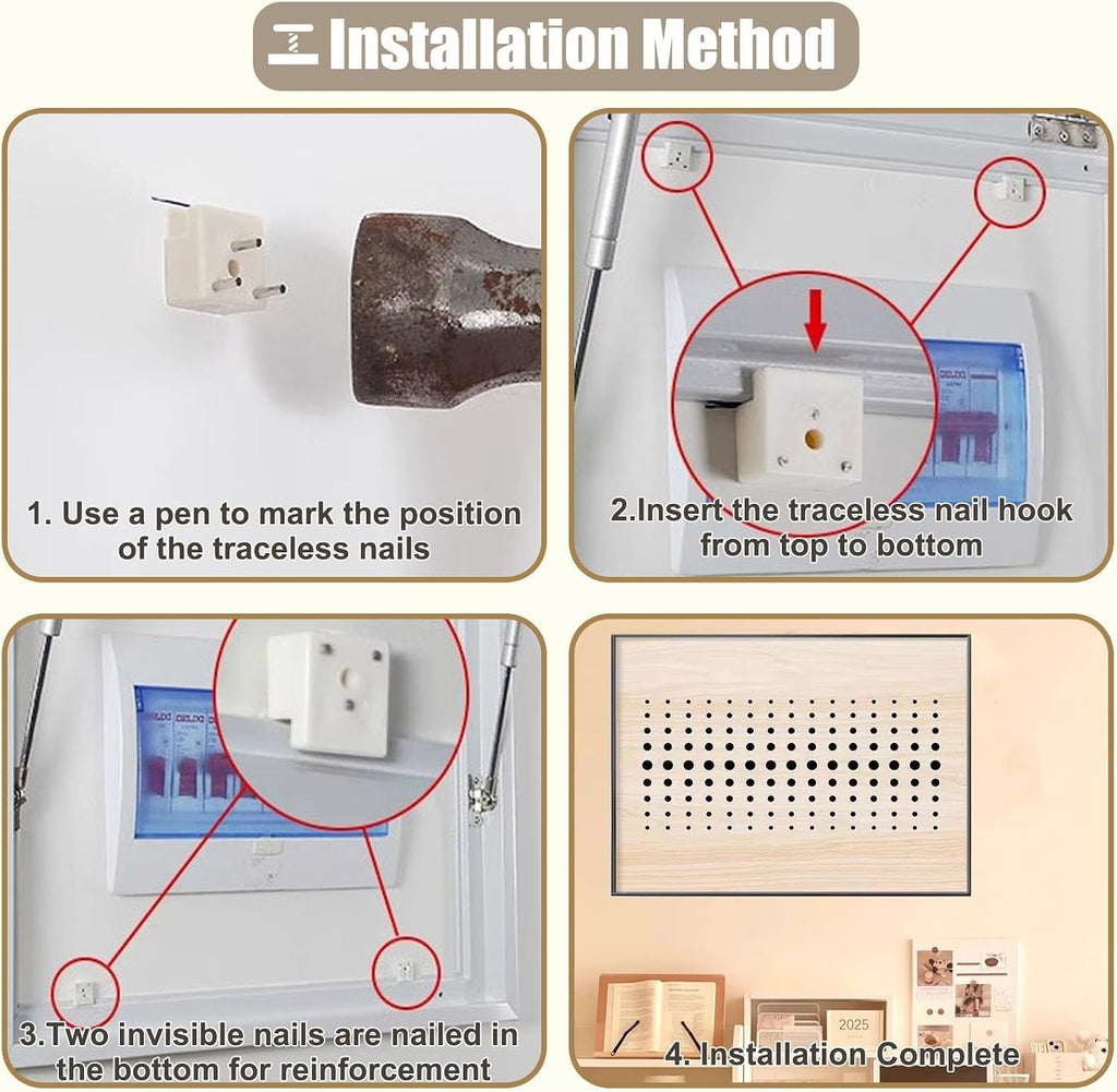 Wood Electrical Panel Cover with Plastic Frame, Decorative Wall Circuit Breaker Box Cover Hollow, Inside Horizontal Meter Box Cover Panel Living Room(Deep Coffee,70x50cm(27 1/2x19 3/4in))