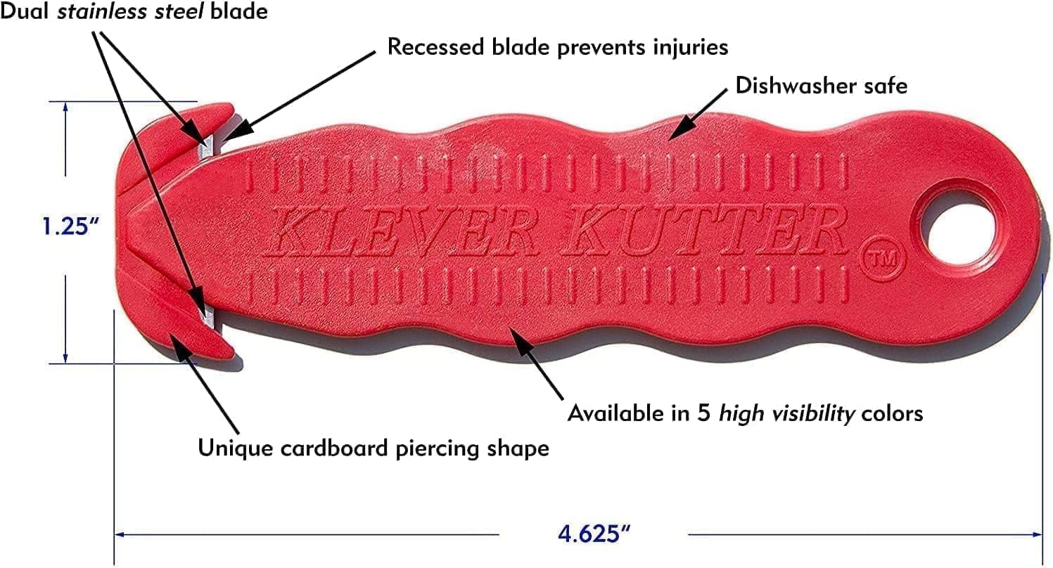 100pcs Safety Box Cutter Utility Knife With Carbon Steel Blade - Safety Package Opener Tool Box Cutter - Utility Knife Cardboard Value Pack (100, Blue)