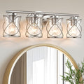mavcadonf 4-Lights Bathroom Vanity Lights, Bathroom Light Fixtures Over Mirror, Brushed Nickel Vanity Light, Farmhouse Wall Lights with Clear Glass Shade, Bathroom Wall Lamp for Mirror Kitchen Bedroom