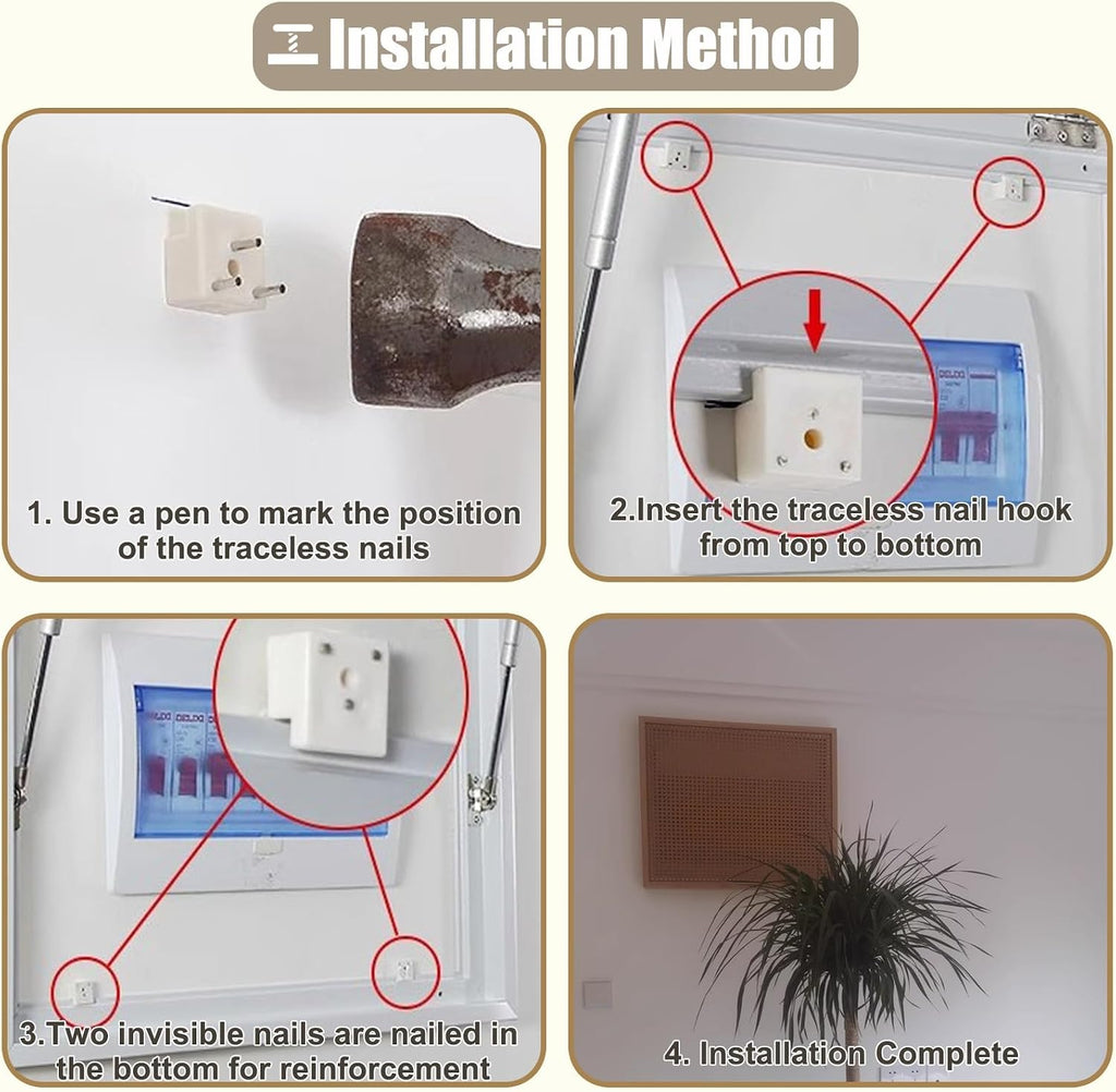 Rattan Electrical Panel Cover Wooden with Hooks, Indoor Breaker Box Cover Panel for Home Fuse Box, Hide Water Meter Box Cover for Alarm Panel Cover(75x65cm(29 1/2x25 5/8'))