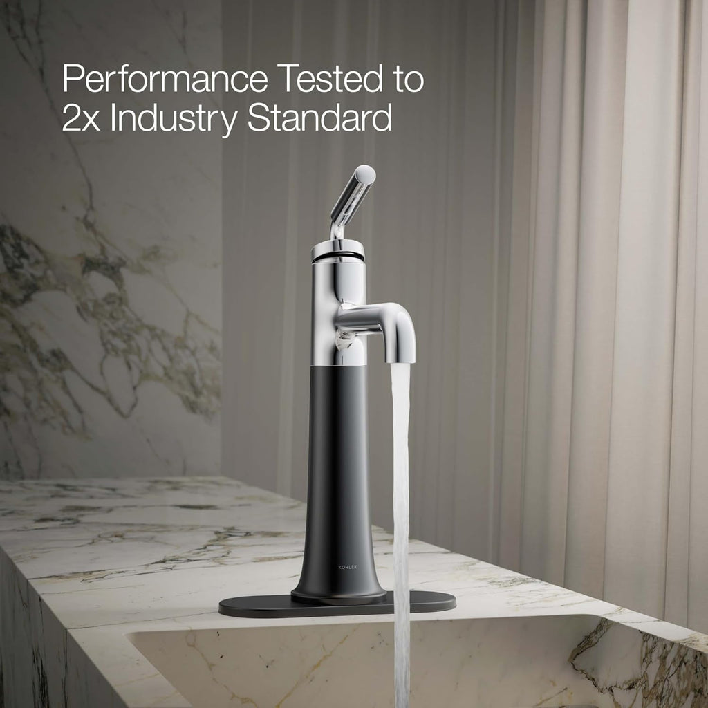 KOHLER 26437-4K-CBL Tone K-26437-4K-CBLTONE Tall Single Control Bathroom FCT, Polished Chrome with Matte Black