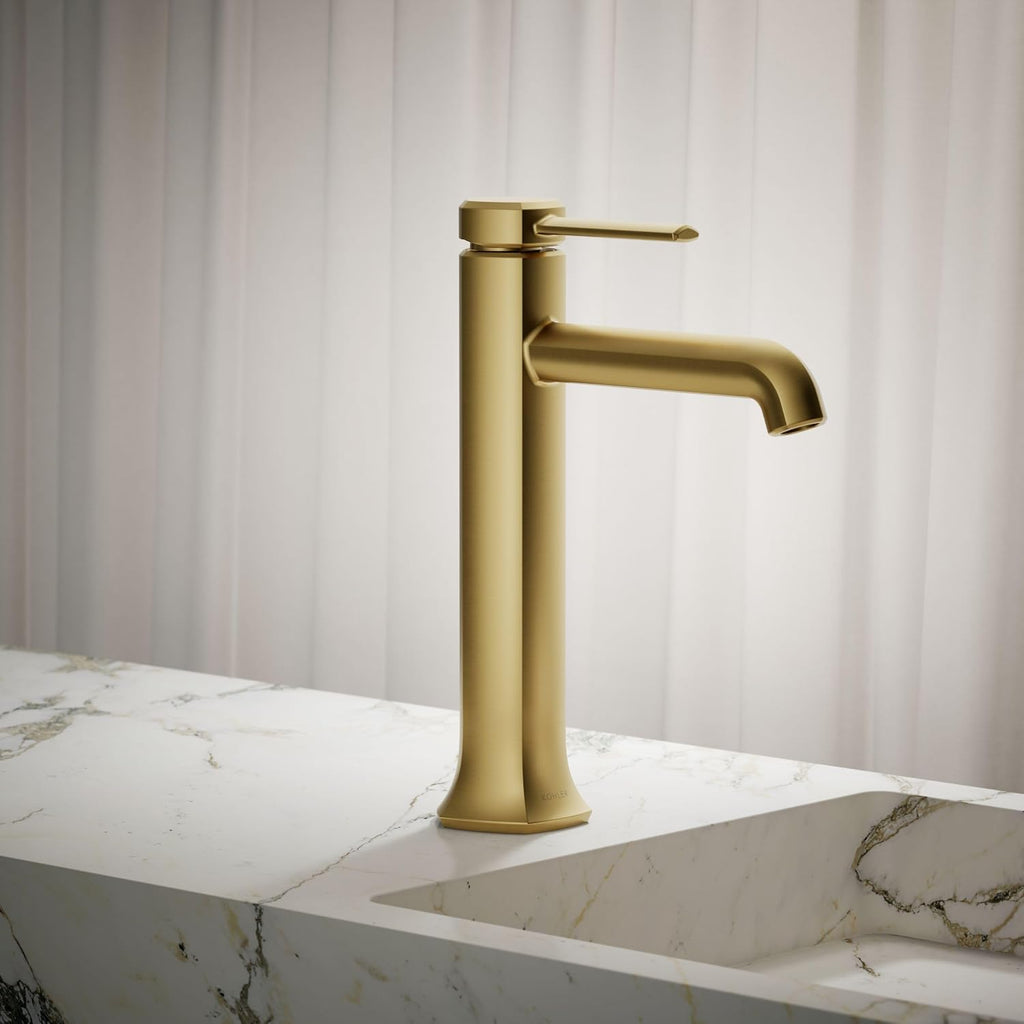 Kohler 27003-4-2MB Occasion® Tall Single-Handle Bathroom Sink Faucet, 1.2 gpm, Vibrant Brushed Moderne Brass