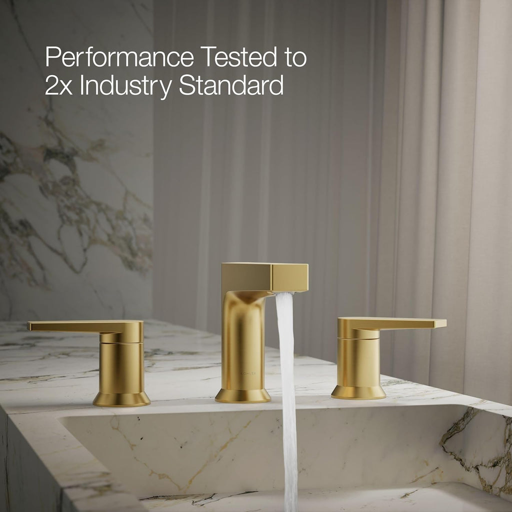 Kohler 97100-4-2MB Taut® Widespread Bathroom Sink Faucet, 1.2 gpm, Vibrant Brushed Moderne Brass