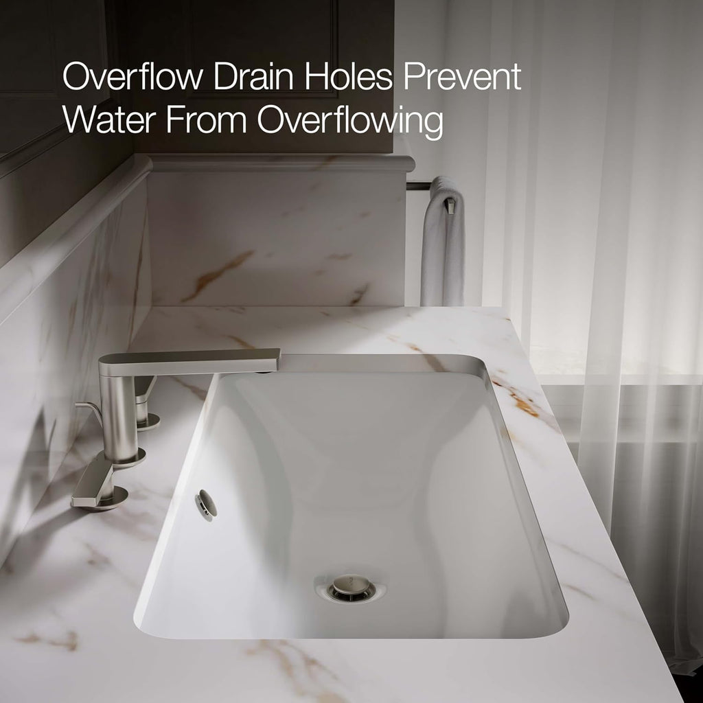 KOHLER K-20212-0 Bathroom Sinkiron Plains large Rectangular Basin., White