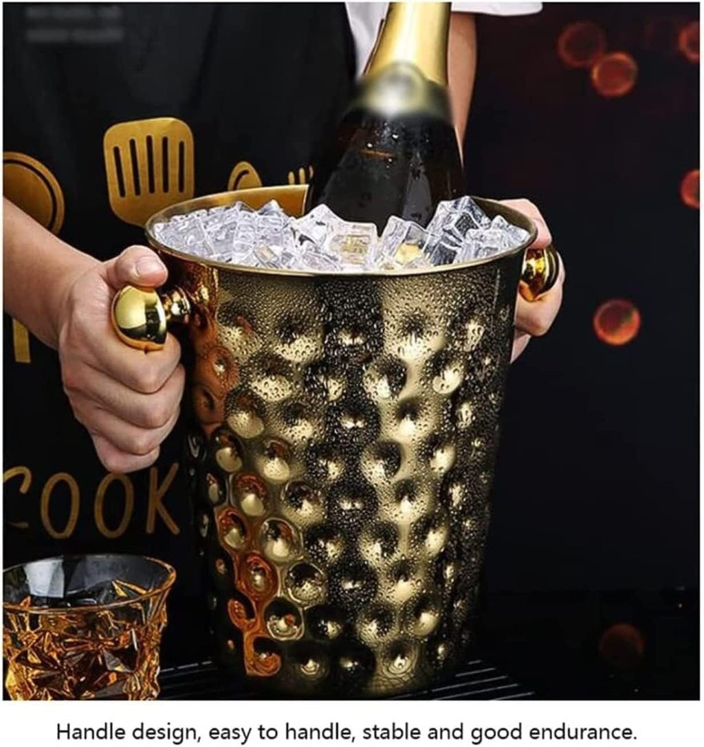 Drink Bucket Bar Supplies Stainless Steel Ice Bucket for Bars Chilled Drinks Champagne Bucket Cooler Bucket Ice Bucket for Parties(Gold)