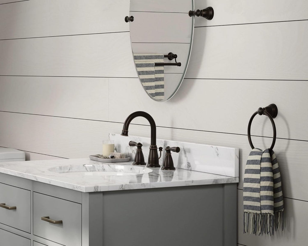 Moen WS84924BRB Banbury Two-Handle High Arc Bathroom Faucet, Mediterranean Bronze