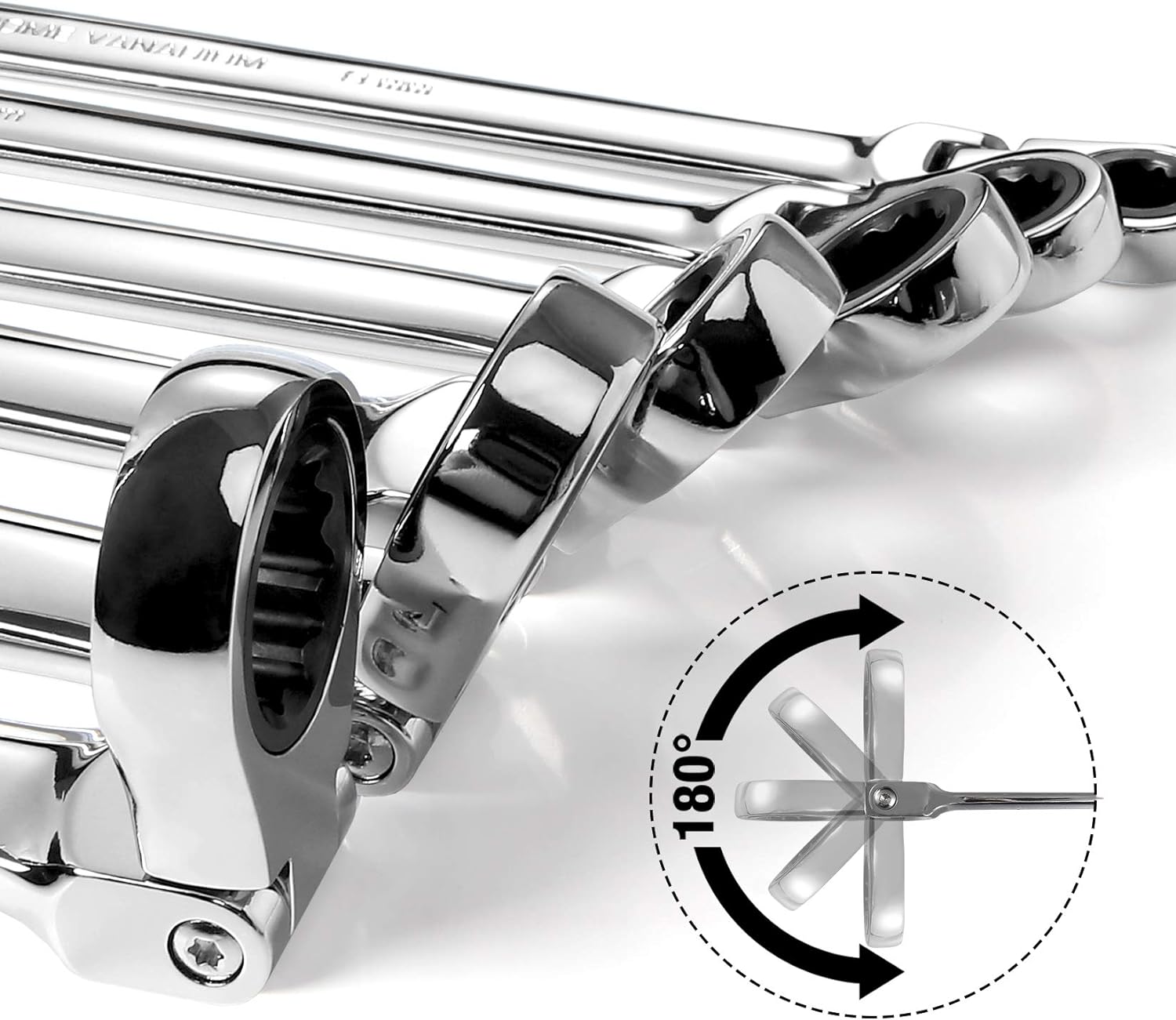 DURATECH 11-Piece Extra Long Flex-Head Ratcheting Wrench Set, Metric&SAE