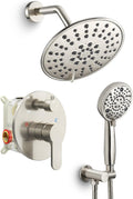 SR SUN RISE Shower Faucet - 8 Inch Multifunctional High Pressure Shower Head System with Handheld Shower Head Fixtures - Valve Included - Brushed Nickel