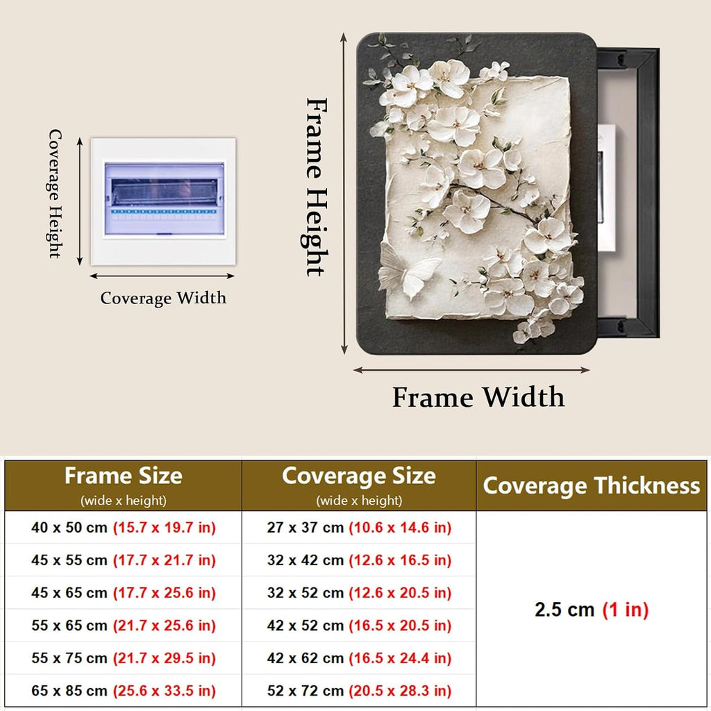 Electrical Panel Cover Entrance Corridor Breaker Box Cover, Modern High-end Electrical Panel Cover Decorative Wall Art, Push-pull Circuit Boxes Switch Cabinet(Light Coffee,55 x 65 cm (21.7 x 25.6 in))