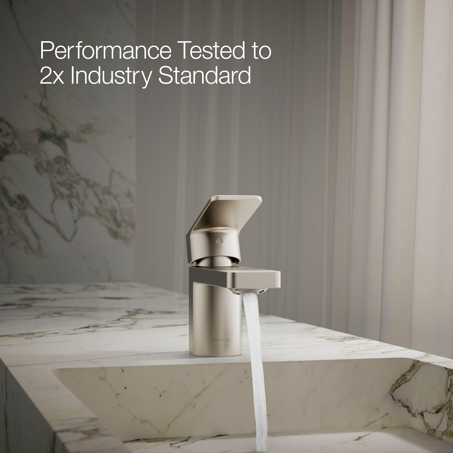 Kohler 24804-4-BN Parallel® Low Single-Handle Bathroom Sink Faucet, 1.2 gpm, Vibrant Brushed Nickel