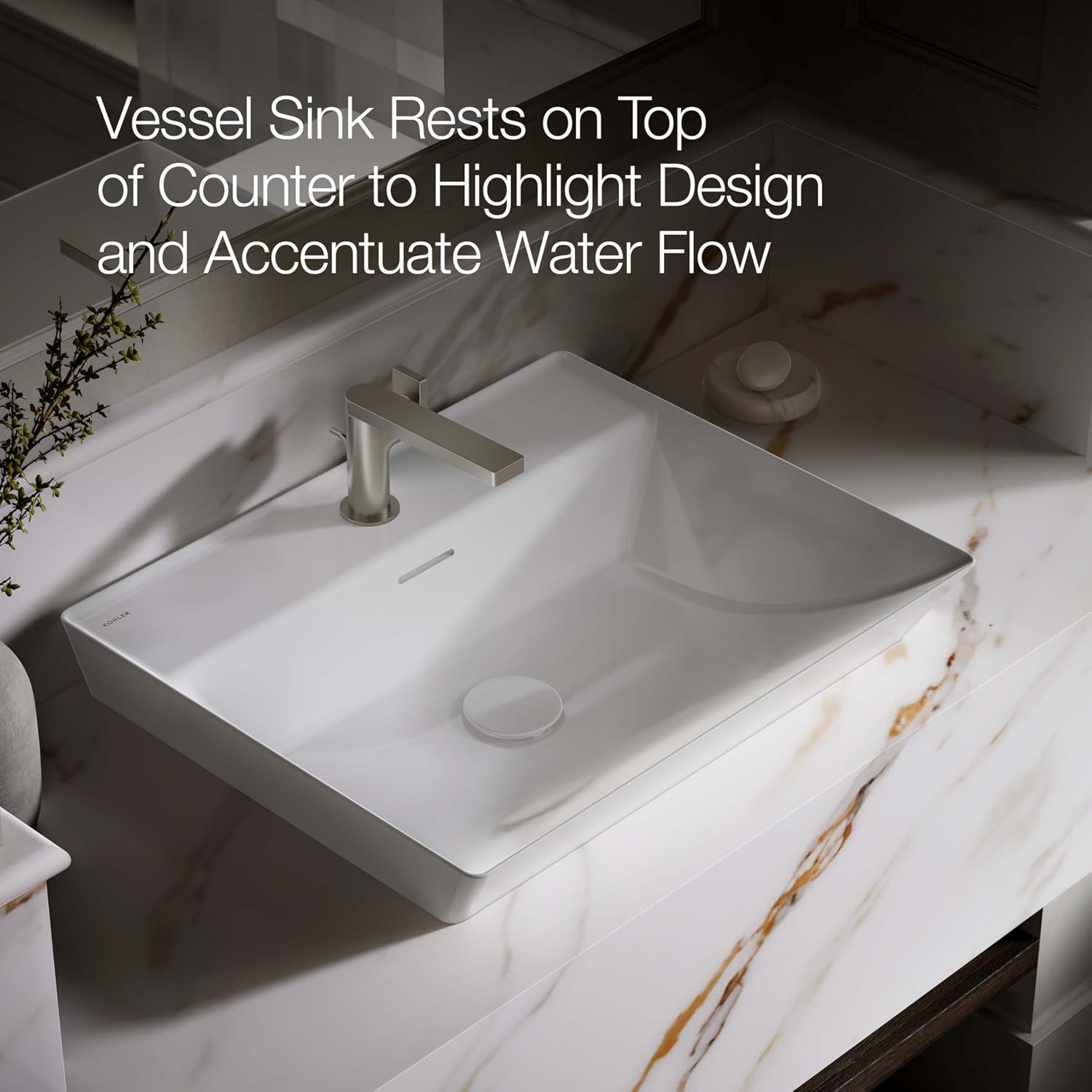 KOHLER Brazn Rectangle Vessel Bathroom Sink