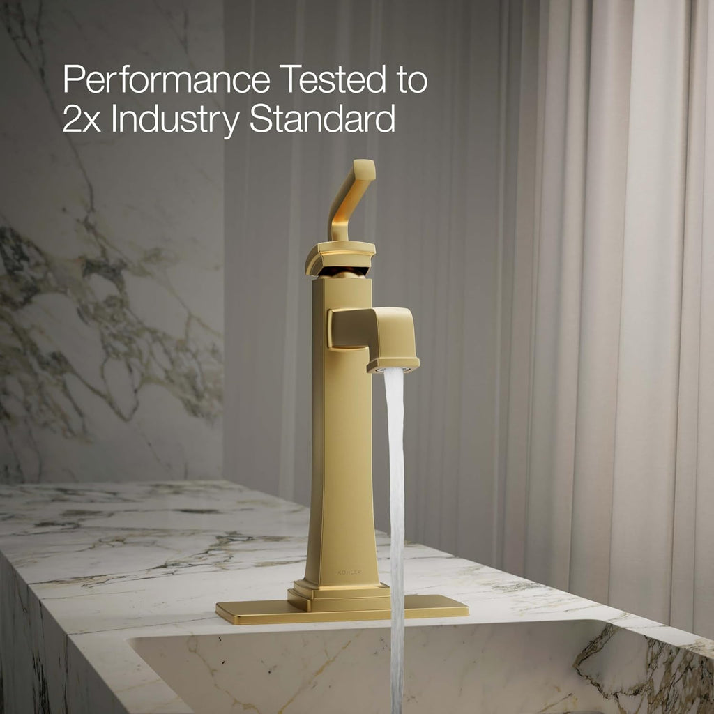 KOHLER 26430-4N-2MB K-26430-4N-2MB Riff Tall Single-Handle Bathroom Sink Faucet, 5 gpm, Vibrant Brushed Moderne Brass