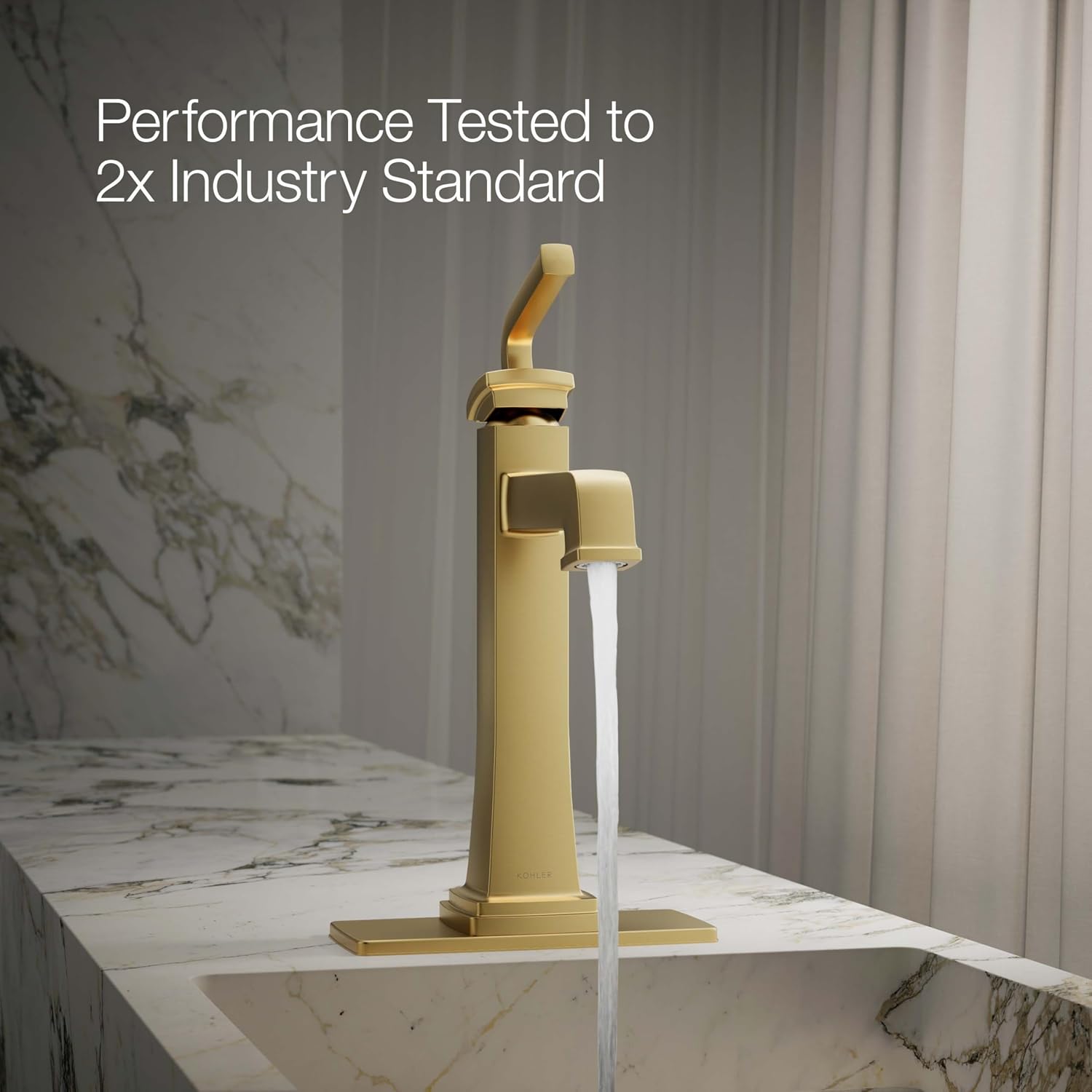 KOHLER 26430-4N-2MB K-26430-4N-2MB Riff Tall Single-Handle Bathroom Sink Faucet, 5 gpm, Vibrant Brushed Moderne Brass