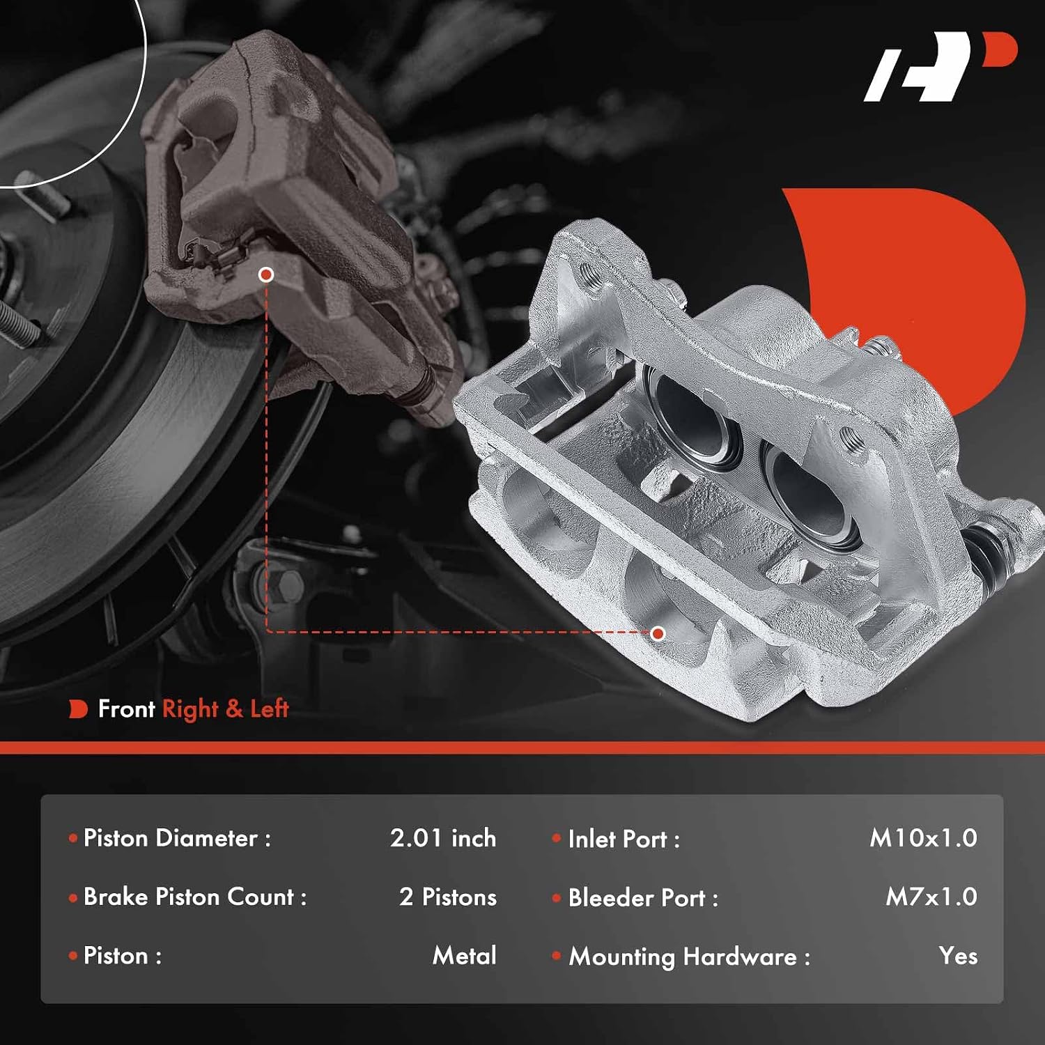 A-Premium Disc Brake Caliper Assembly with Bracket Compatible with Select Acura Models - MDX 2007-2013, ZDX 2010-2013 - Front Driver and Passenger Side, 2-PC Set