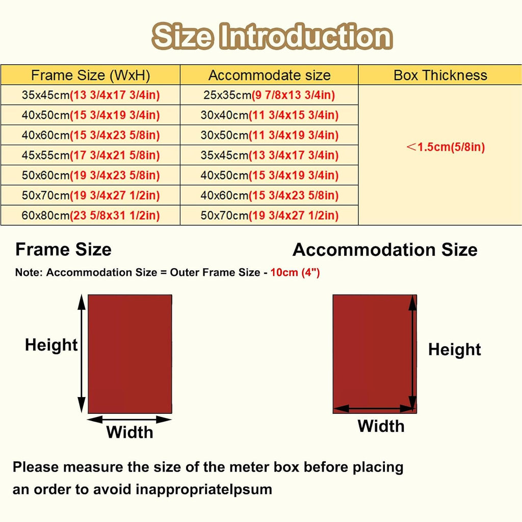 Detive Electric Meter Box Cover - Horizontal Breaker Panel Lid for Indoor, Kitchen, Farmhouse - Durable & Stylish 50x40cm (19.75x15.75) Design