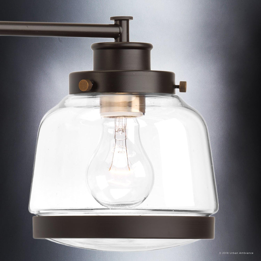 Urban Ambiance Luxury Industrial Chic Bathroom Vanity Light, Large Size: 11.25' H x 35.75' W, with Art Deco Style Elements, Olde Bronze Finish, UHP2541, Nottingham Collection