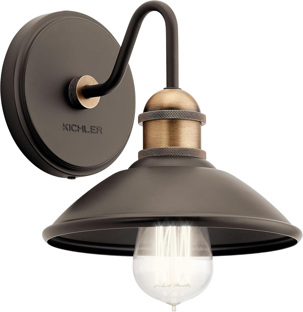 Kichler Clyde 1 Light Bathroom Vanity in a Beautful Olde Bronze Finish, for Bathrooms, (7.25' H x 7.5' W x 8.25' Ext.), 45943OZ
