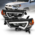 AmeriLite for 2014-2023 Toyota 4-Runner LED Tube Square Projector Black Replacement Headlights Set - Passenger and Driver Side