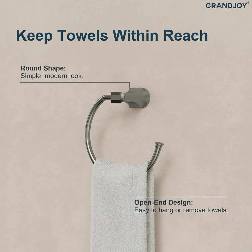 4-Piece Brushed Nickel Bathroom Hardware Set, 304 Stainless Steel Rustproof Wall Mounted, 24 Inch Double Towel Rack, Towel Ring, Robe Hook, Toilet Paper Holder