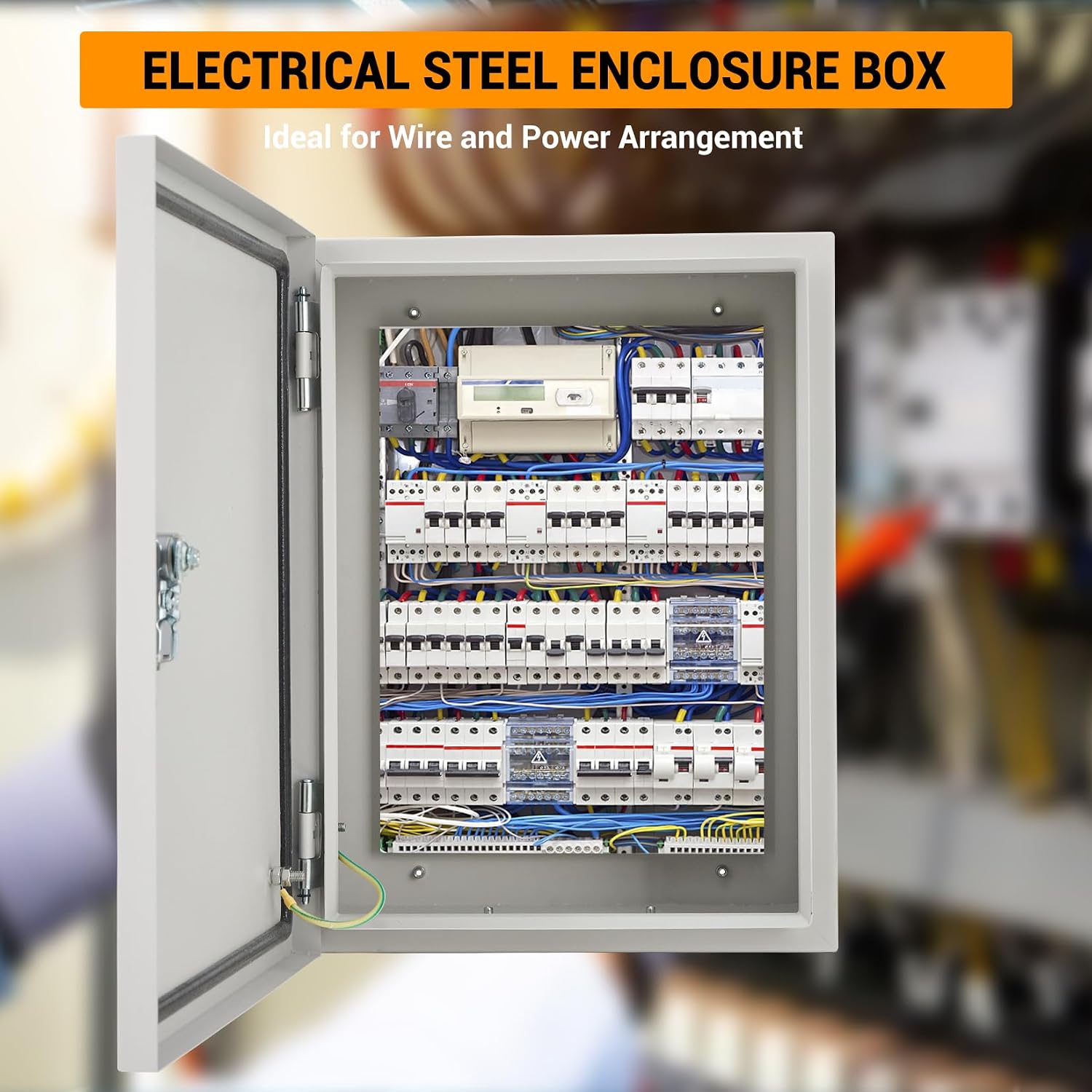 Outdoor Electric Meter Box 24 * 16 * 10inch, IP66 Waterproof Dustproof, NEMA 4X Enclosure Lockable Steel Junction Box with Mounting Plate and 2 Keys, Indoor & Outdoor Use