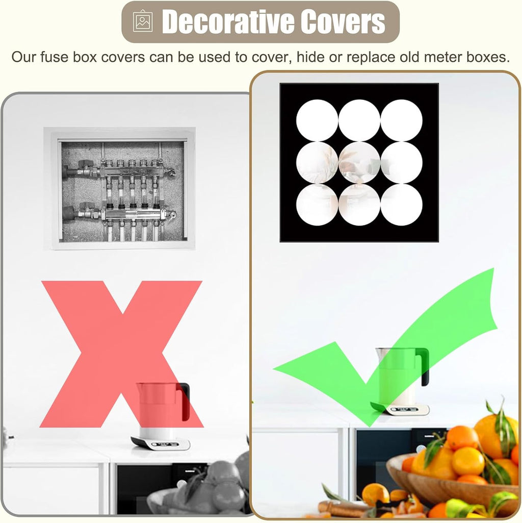 Indoor Electrical Panel Cover Decorative Wall, Wall Mounted Breaker Box Cover with Mirror, Square Hide Distribution Cover for Consumer Unit Box(Black,50x50cm(19 3/4x19 3/4'))