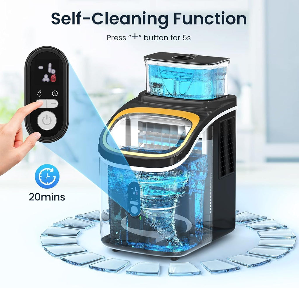 Antarctic Star Countertop Ice Maker Machine, 30lbs/24Hrs, 3 Thickness Ice Cubes, 16Pcs/13 Mins,2 Ways to Add Water, Self-Cleaning Ice Cube Maker w/Basket and Scoop for Home/Kitchen/Camping/RV (Black)