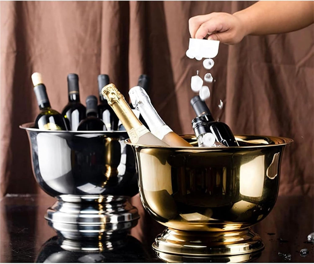 Ice Buckets for Parties, Luxurious Large Stainless Steel Champagne Bucket with Tall Stand