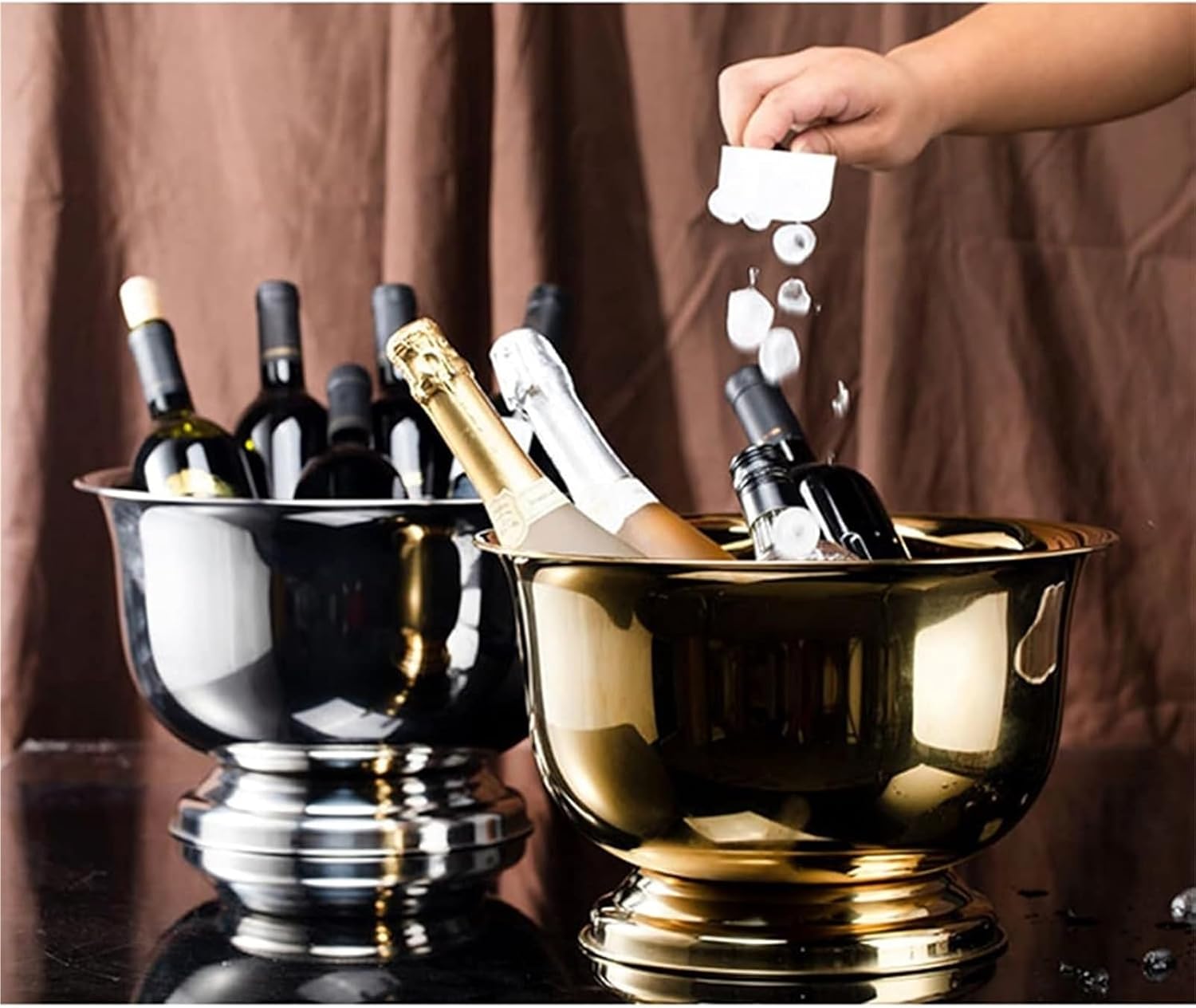 Ice Buckets for Parties, Luxurious Large Stainless Steel Champagne Bucket with Tall Stand