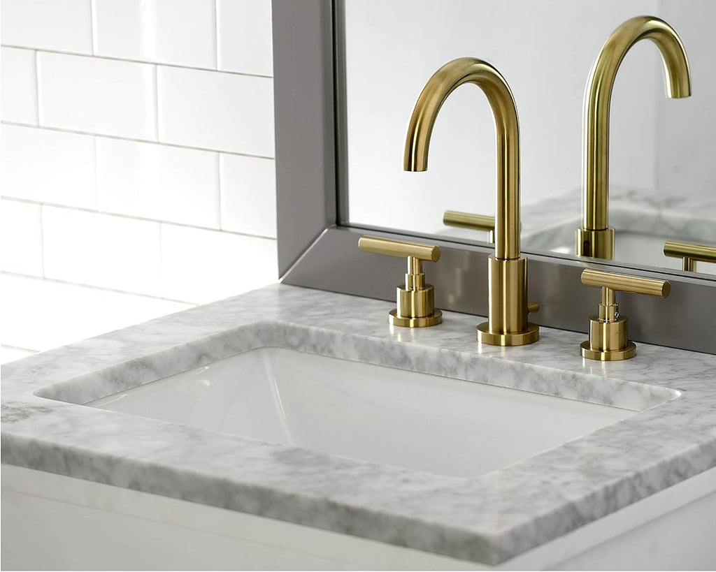 Kingston Brass FSC8923CML Manhattan Widespread Bathroom Faucet Pop-Up, Brushed Brass, 10.06 x 5.38 x 2.5
