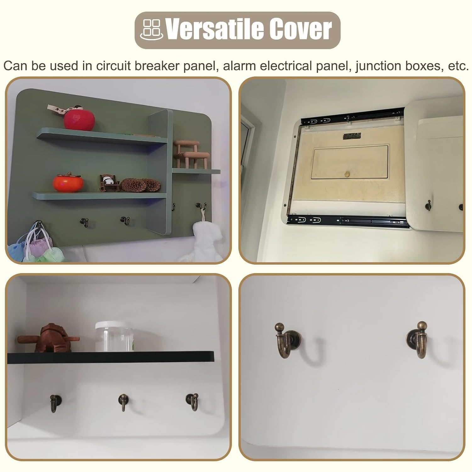 Wall Mounted Circuit Breaker Box Cover, Decorative Electrical Panel Cover for Wall, Stylish Fuse Box Hide Meter, Deep Coffee Finish, 50x70cm (19.7x27.5in)
