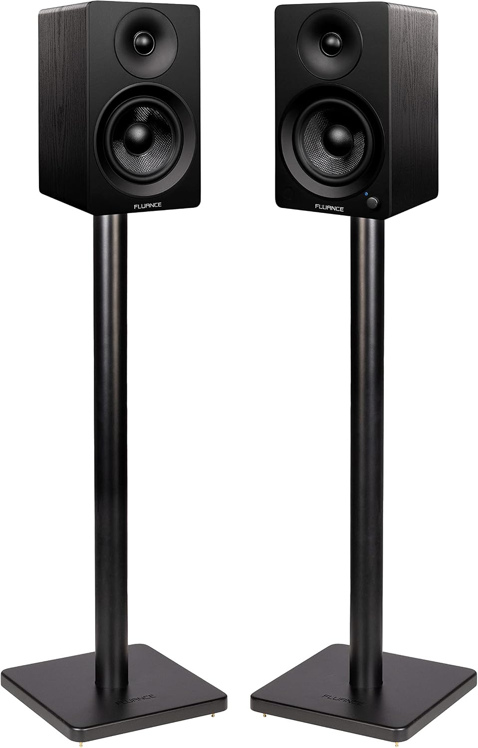 Fluance Ai41 Powered 2-Way 2.0 Stereo Bookshelf Speakers with Speaker Stands 5' Drivers 90W Amplifier for Turntable Bluetooth 5 Wireless Music Streaming with RCA Optical Subwoofer Out (Black Ash)