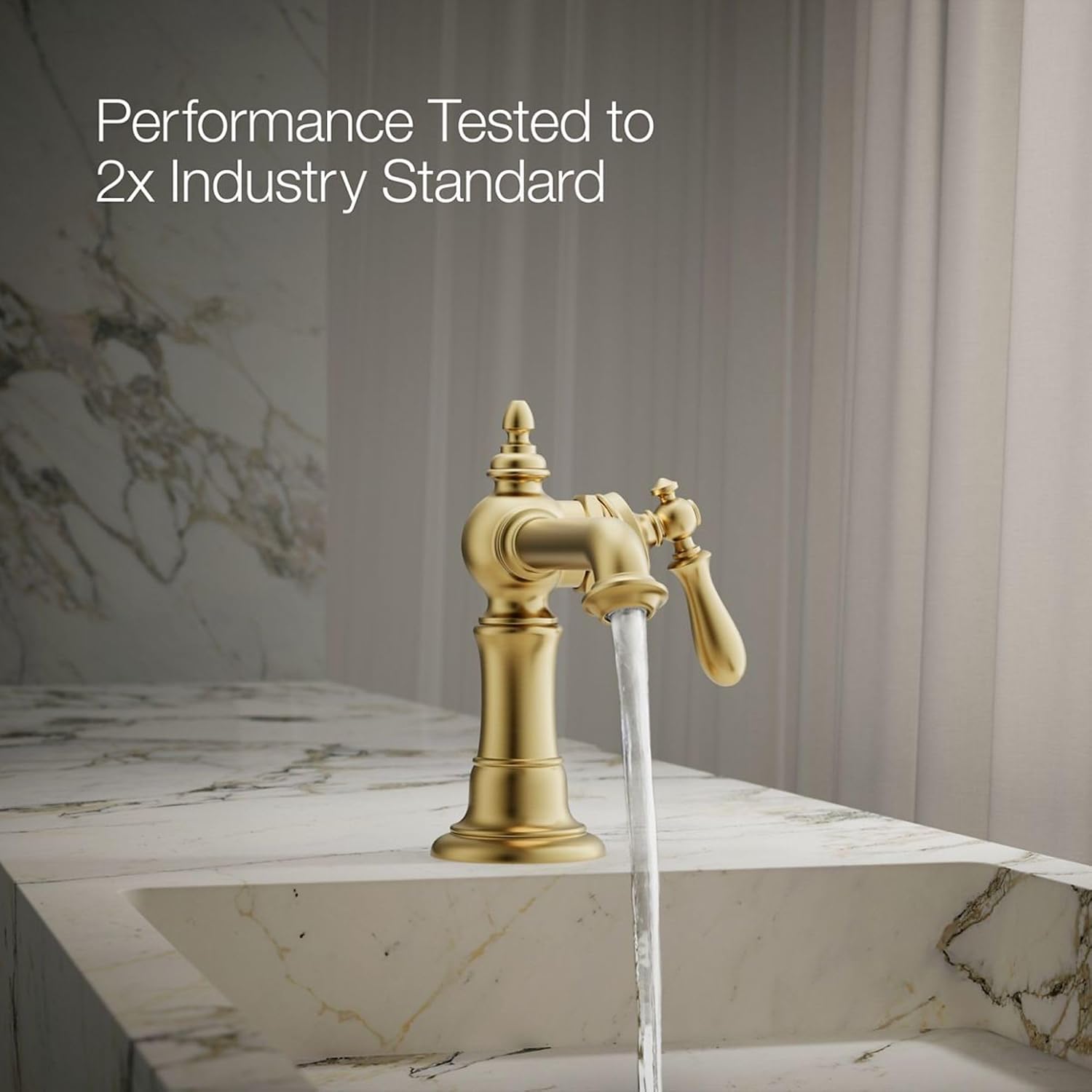 Kohler 72762-9M-2MB Artifacts® Single-Handle Bathroom Sink Faucet, 1.2 gpm, Vibrant Brushed Moderne Brass