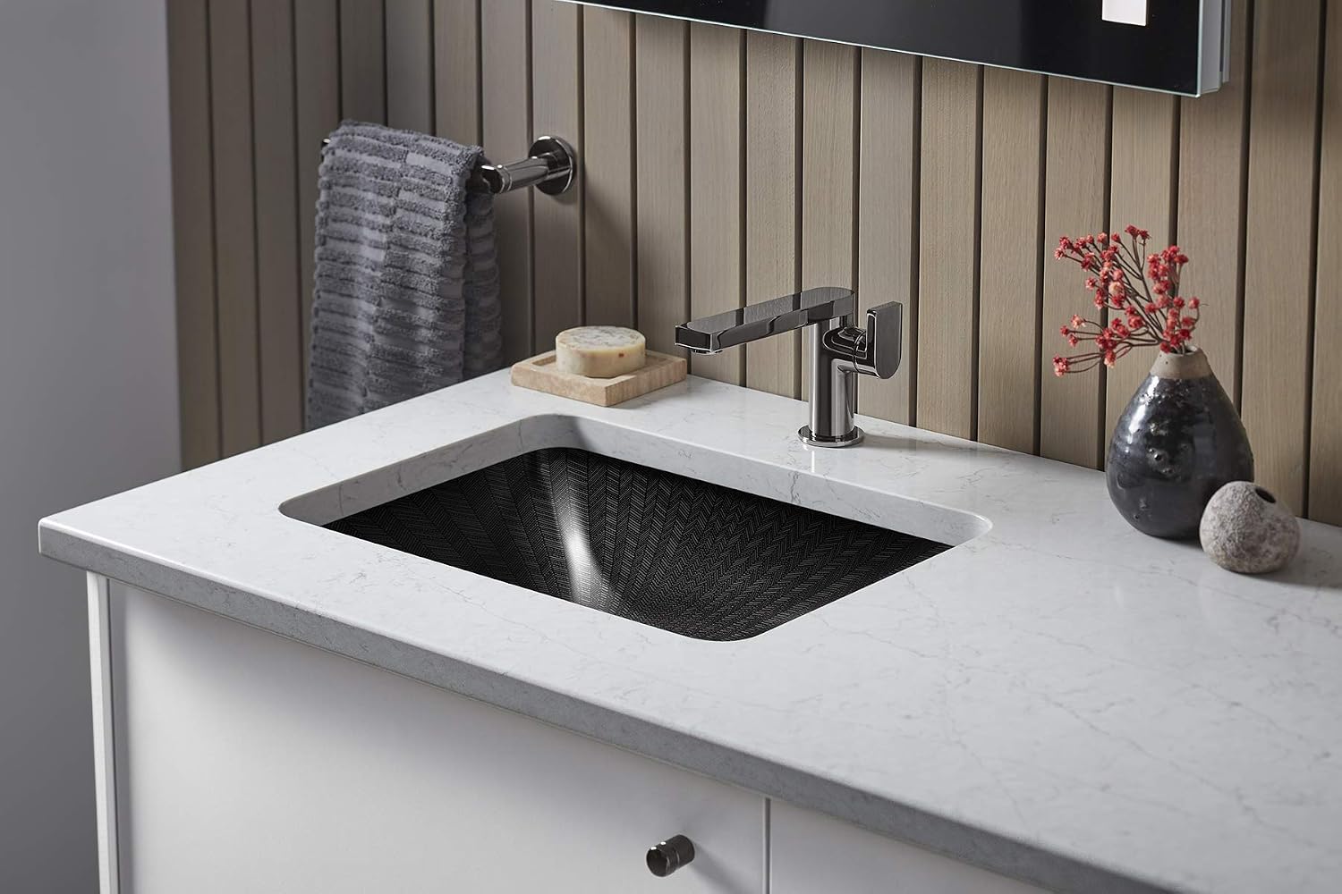 Kohler 29471-HD2-7 Sartorial™ Herringbone Caxton Rectangle Undermount bathroom sink