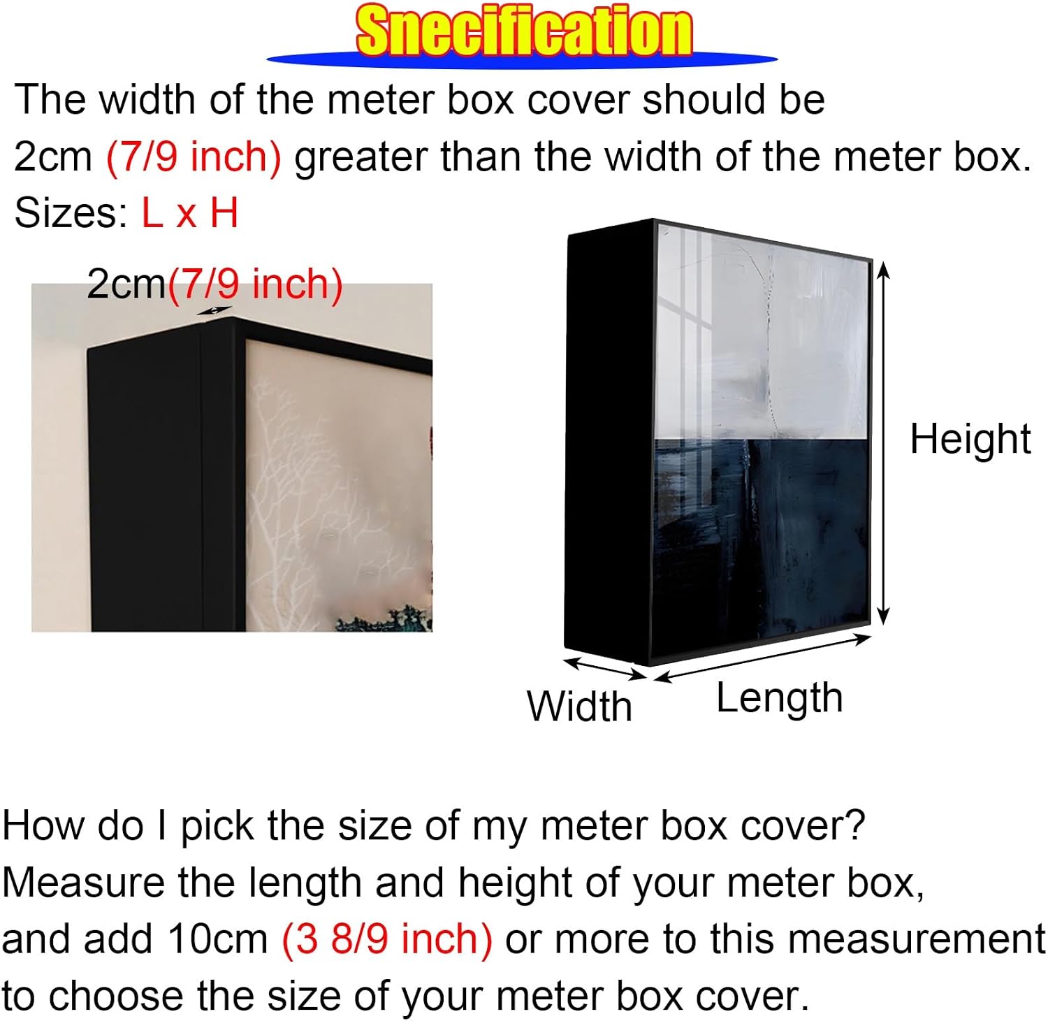 Large Electric Meter Lid with Screws, Outdoor Gas Meter Box Cover Decor, Flip Lid Breaker Box Cover for Conceals Hotel/Farmhouse/Cafe Wall Flaws(L-Flip Lid W 12cm,50x60cm/19.7x23.6in)